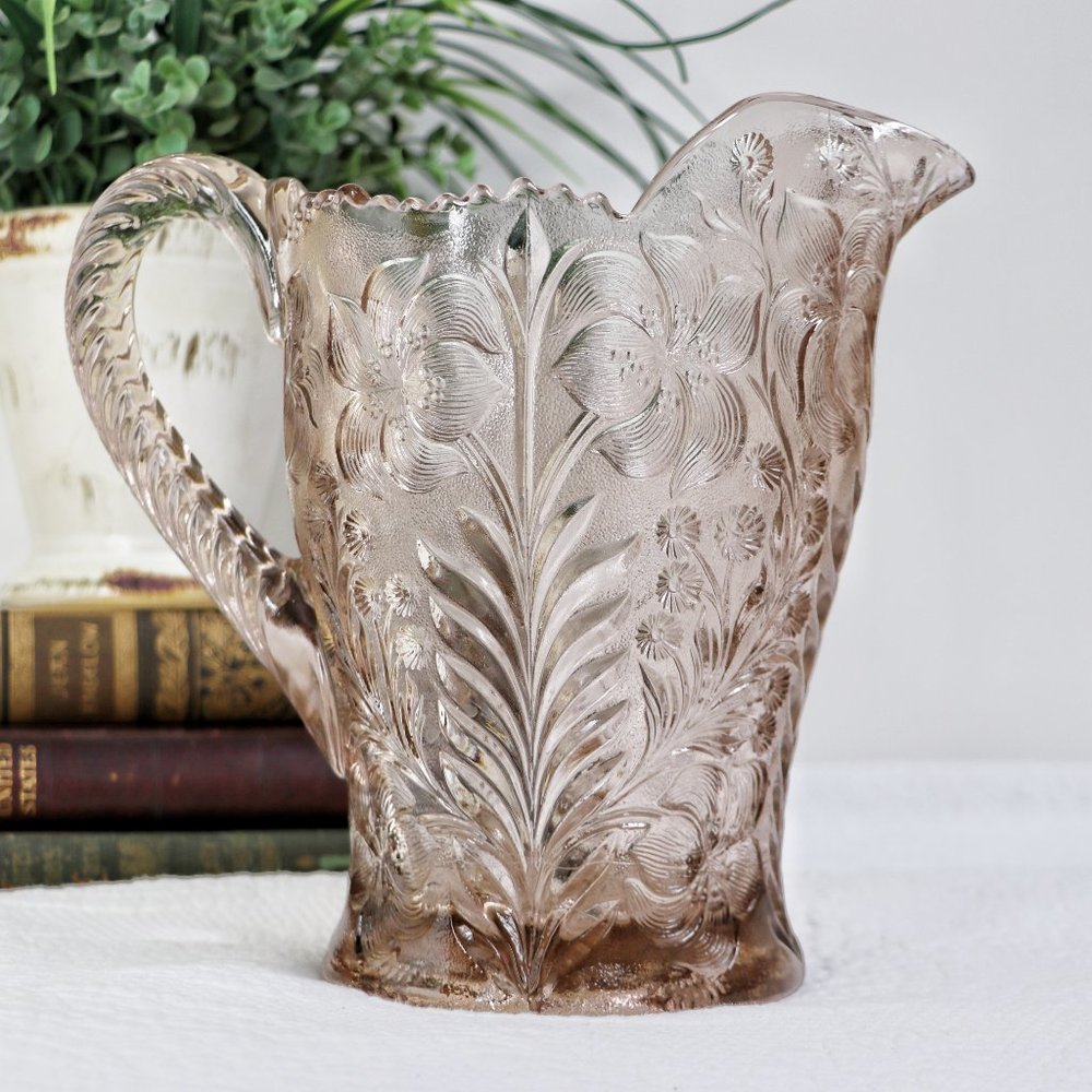 Vintage Purple Cut Glass Decorative Pitcher